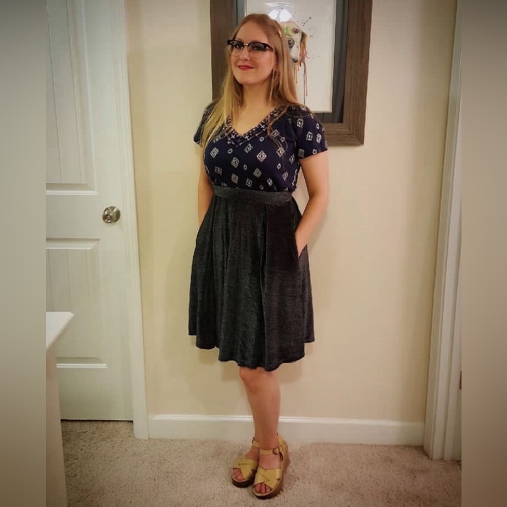 Velvet Madison Charcoal Grey Skirt with Pockets